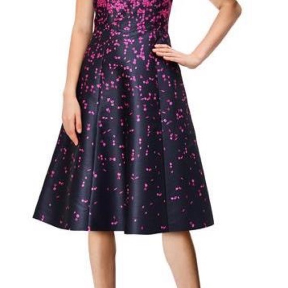 eshakti Placed Floral Print Dupioni Dress Size 16 - Picture 3 of 11